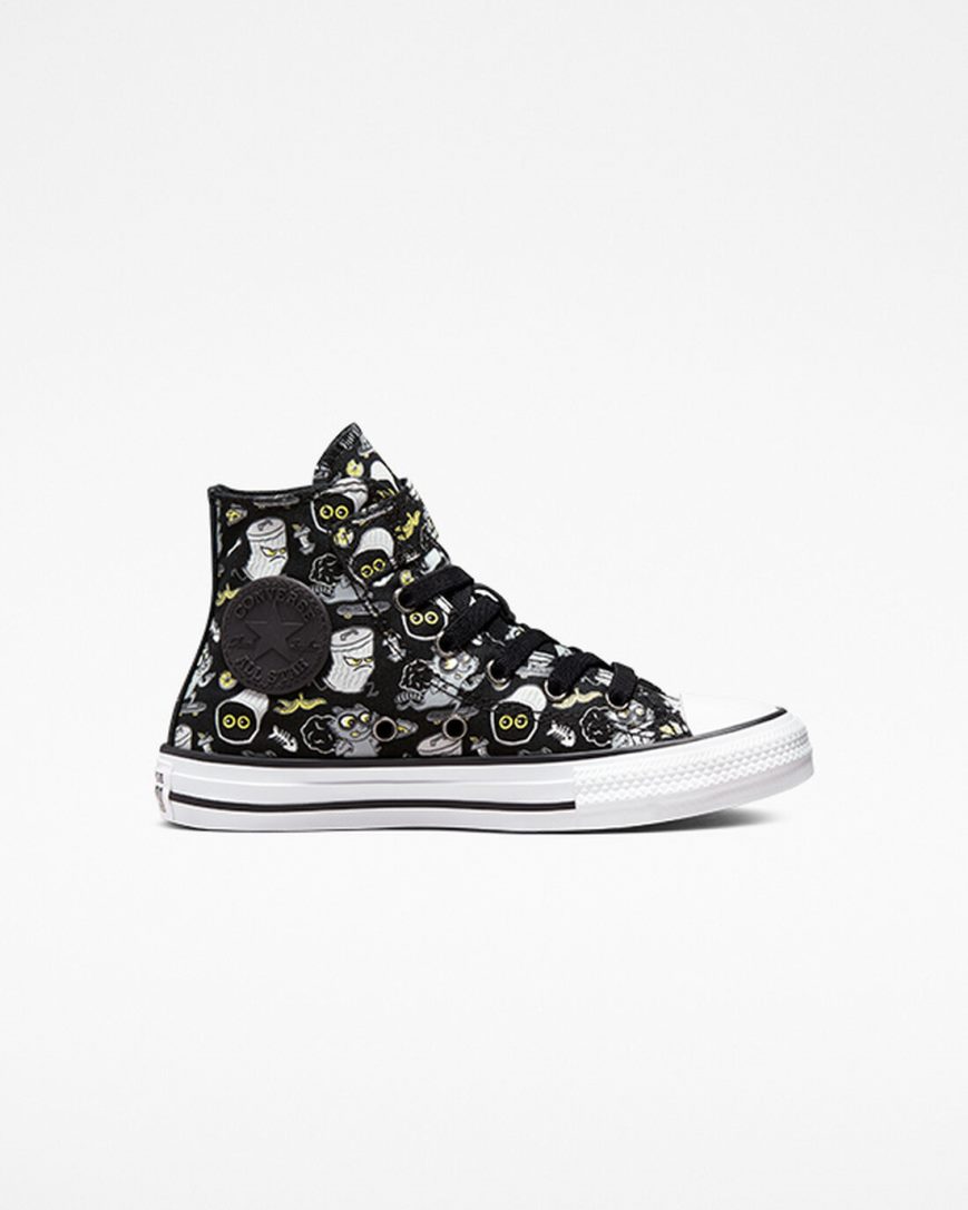 Boys\' Converse Chuck Taylor All Star Easy-On Raccoons High Top Shoes Black / Grey | AU 3E56CL